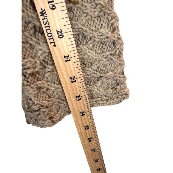 VTG Handmade Knit Cardigan Womens M L Brown Beige Cable Knit Fishermans Sweater - Picture 5 of 10